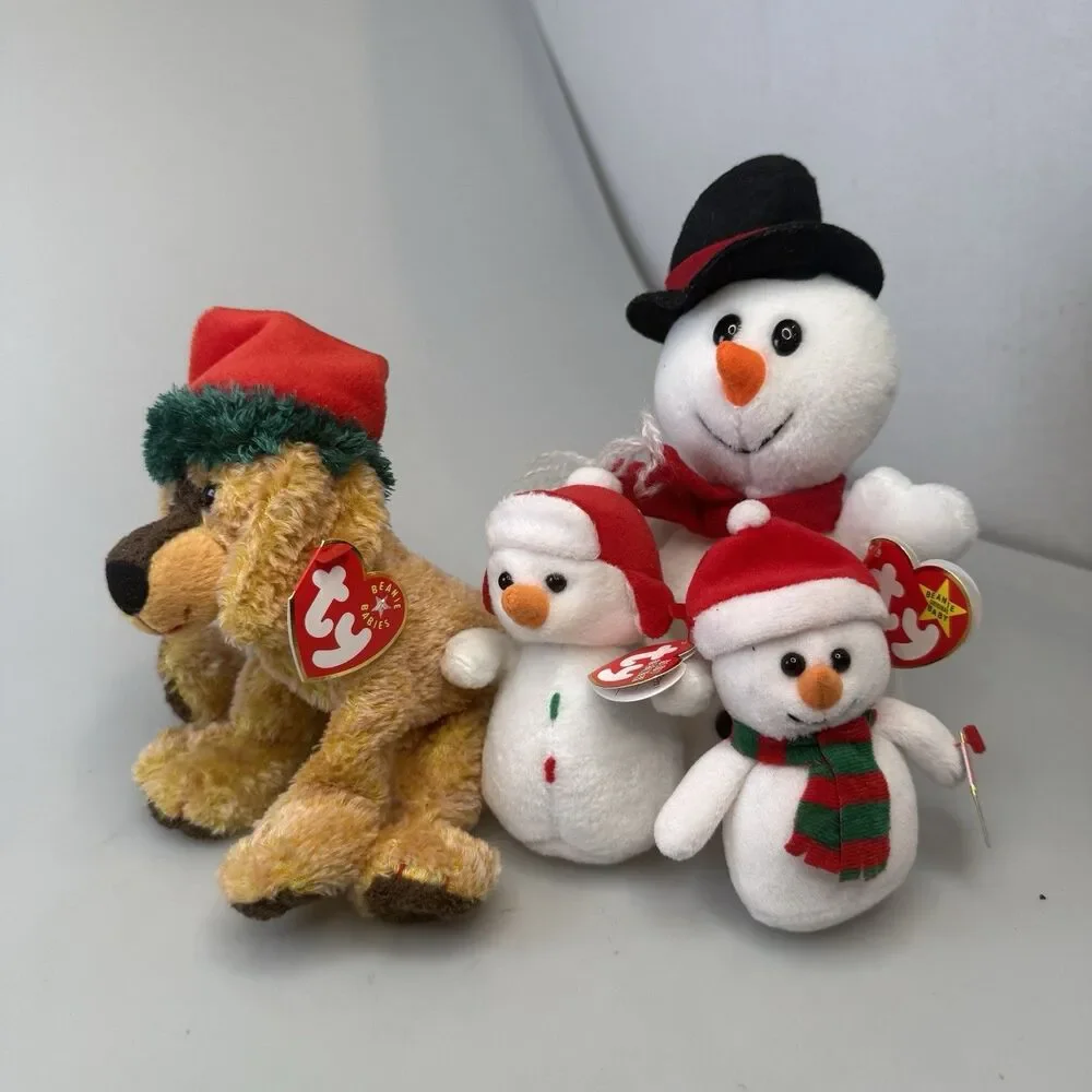 Ty Jingle Beanies Lot 5 Jinglepup Snowball Cottonball Snowcap Elfonzo NEW